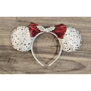 Disney Parks Baublebar Jeweled Red Holly Gold Christmas Ears Headband